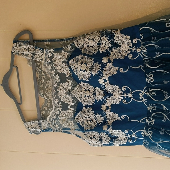 NWT Chi Chi London Gorgeous Teal Retro Party Prom Dress 16 - Picture 2 of 12